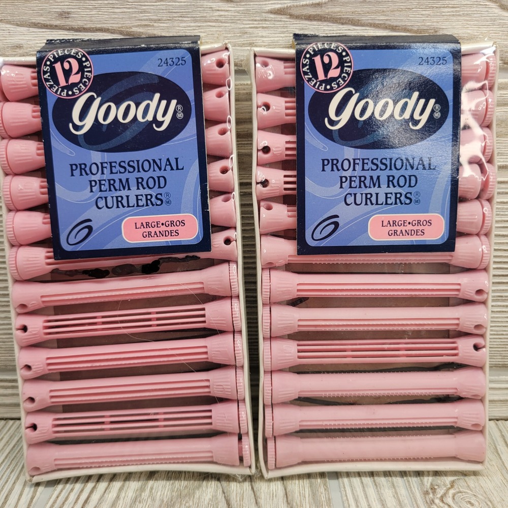 Lot of 2 12pk Goody Professional Perm‎ Rod Curlers Large Pink 24325 1999 Vtg